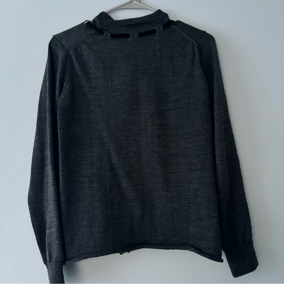 Comme des garcons tricot vintage grey wool cardigan with velvet bow - Picture 2 of 7